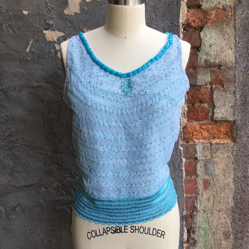 LUCA LUCA EMBELLISHED BEADED MESH TOP